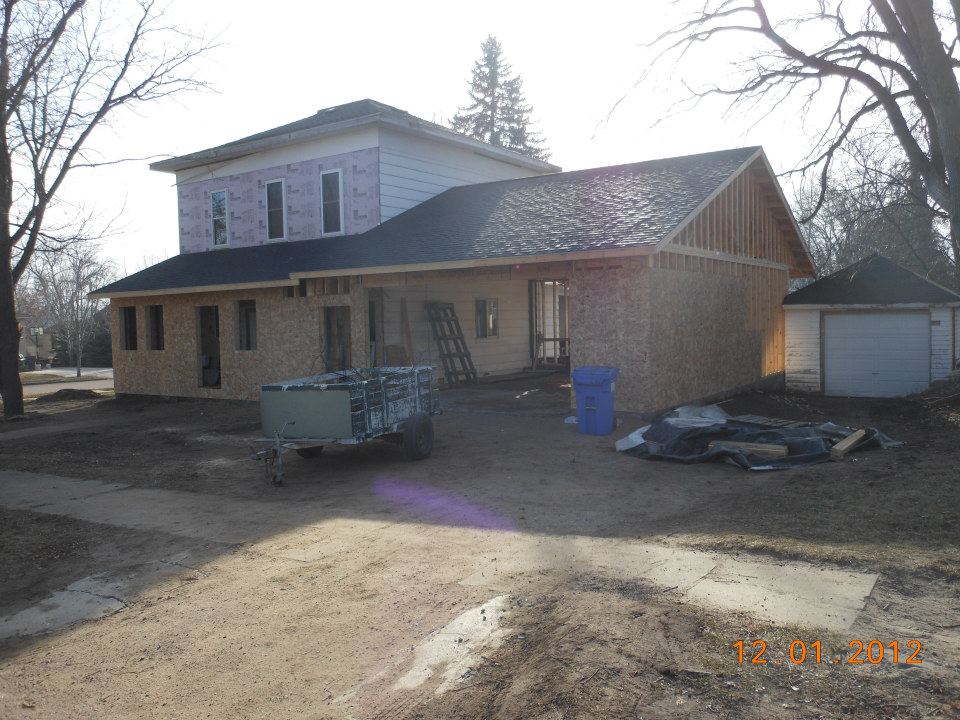 A garage addition on a house.